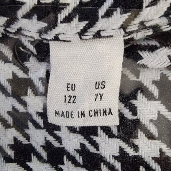 Houndstooth Button Down 7 Year Old Girls Jacket Black White Tweed Pattern - Picture 7 of 8